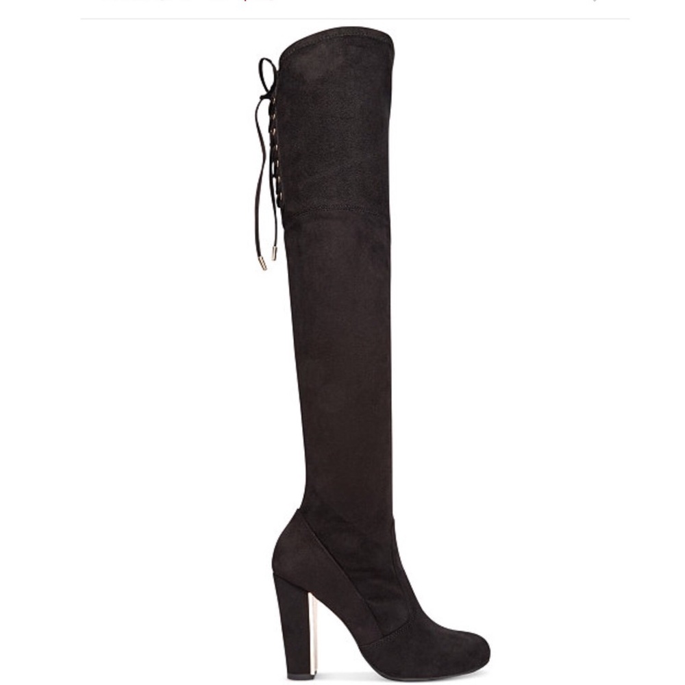 Black Over The Knee High Tall Lace Up Boots 7